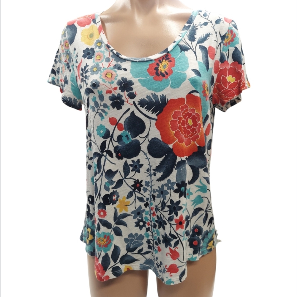 Loft Vintage Soft Floral Burnout Tee Shirt TShirt